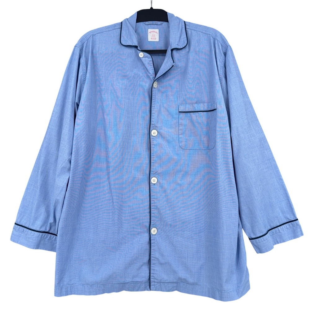 Brooks Brothers Pajama Top Mens L 100% Cotton Blue